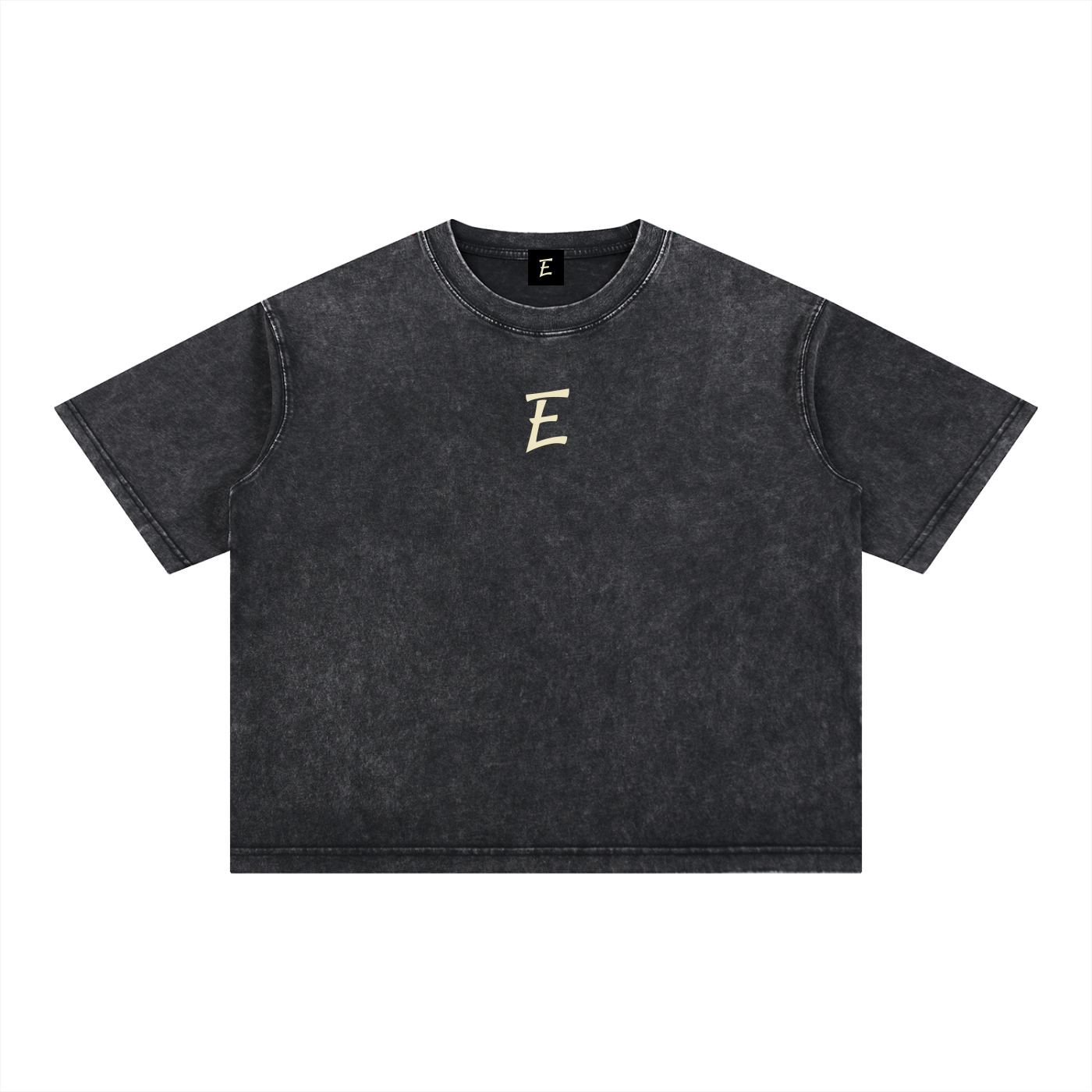 E logo Mineral Wash Boxy Cotton T-Shirt