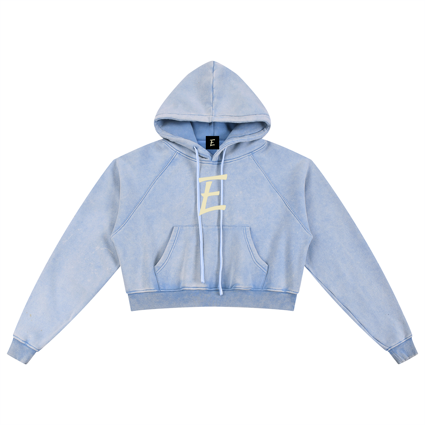 Womens Snow Washed Cropped Hoodie E logo