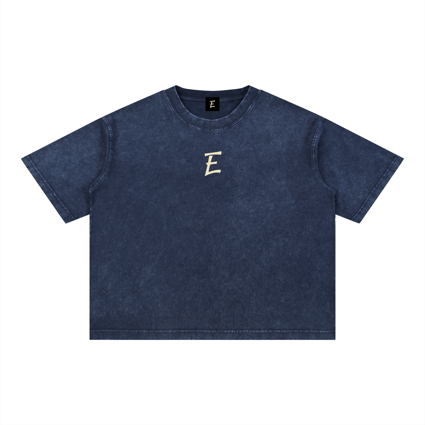 E logo Mineral Wash Boxy Cotton T-Shirt