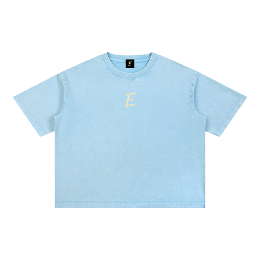 E logo Mineral Wash Boxy Cotton T-Shirt