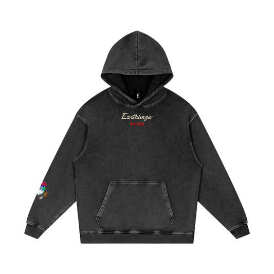 Snow Washed Loose Cotton Hoodie